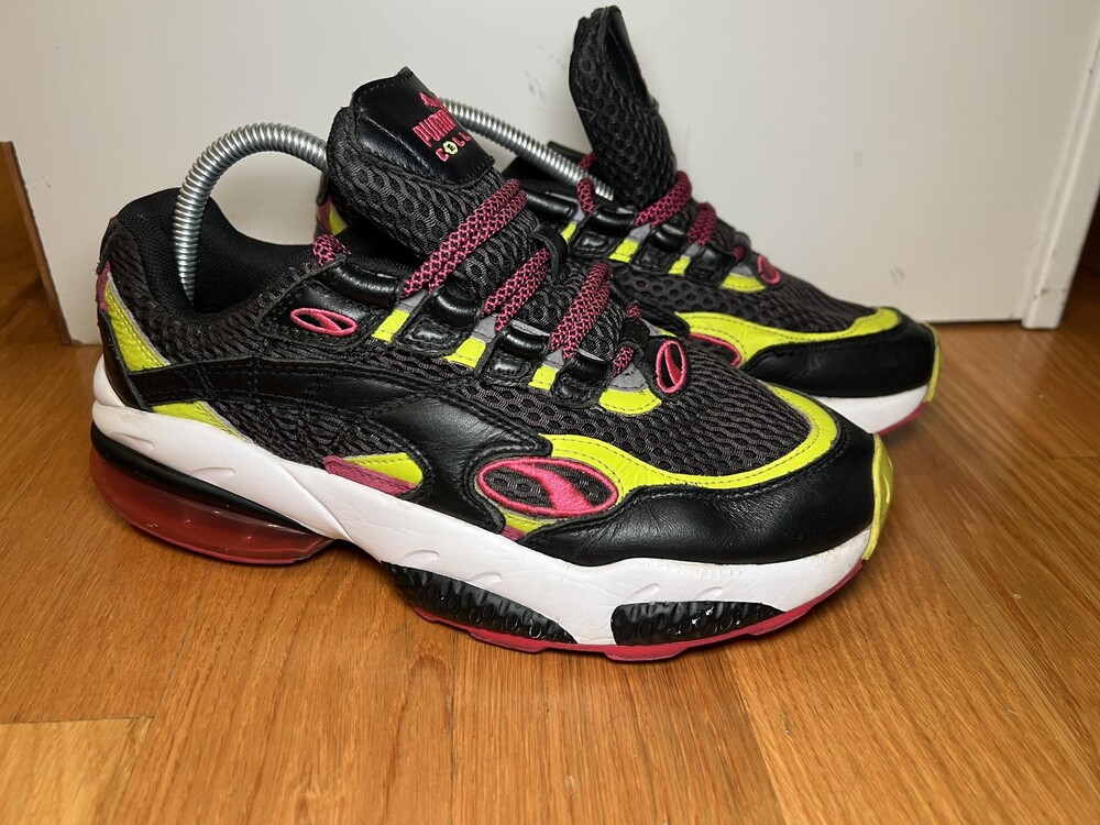 Puma Cell Endura Shoes Mens Size 7.5 Black Pink Yellow Running Sneakers